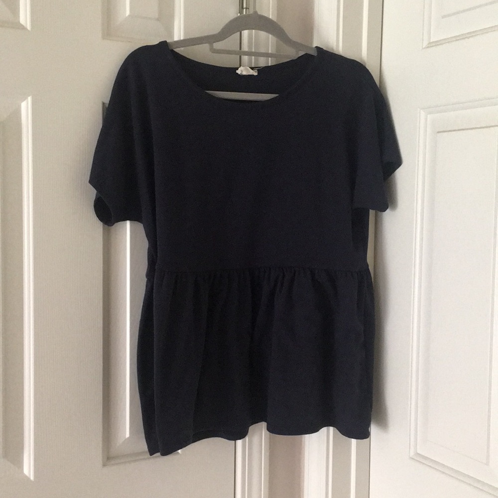 Navy blue frilly shirt